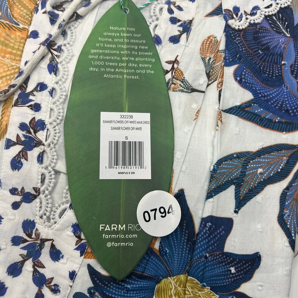 NEW NWT Farm Rio Off-White Summer Flowers Beaded Tassels Maxi Dress Size S - Picture 8 of 8